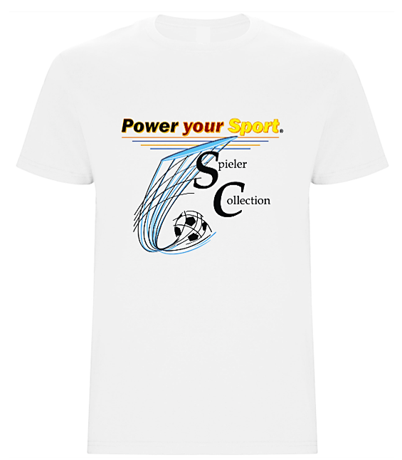 T-Shirt Weiß mit Sport Logo und Fußball. 