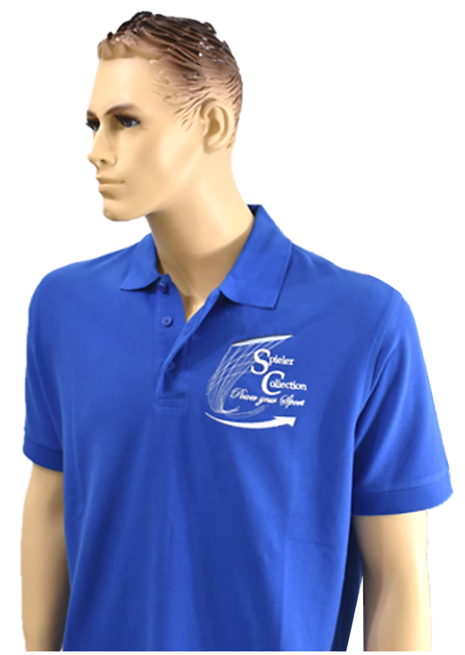 Herren Poloshirt blau mit Spieler Collection Logo.